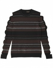 TED BAKER Womens Crew Neck Jumper Sweater Size 3 Medium Black Designer CV05