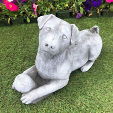 Concrete Dog Statue Jack Russell With Ball Frost Protected Garden Ornament