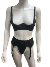 Ladies Sexy Black Satin 1/4