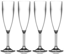 Premium Clear Polycarbonate Champagne flute 200ml / 7oz - pack of 4