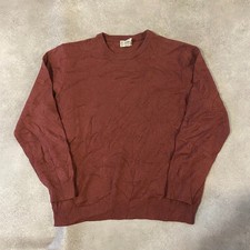 L.L Bean Knitted Jumper Mens Large Lambs Wool Sweater, Burnt Orange