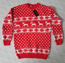 Womens Christmas Jumper Small 8 10 Red Fairisle Heart Pattern Senorita Amazon