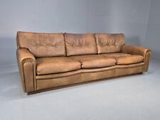 Vintage Swedish 3 Seat Sofa Tan Leather Norrell Retro MCM 1970s EB7707 M3SS