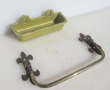 Victorian Brass Umbrella Holder Iron Pew Pot Church Antique Fleur Rail Old 1880s