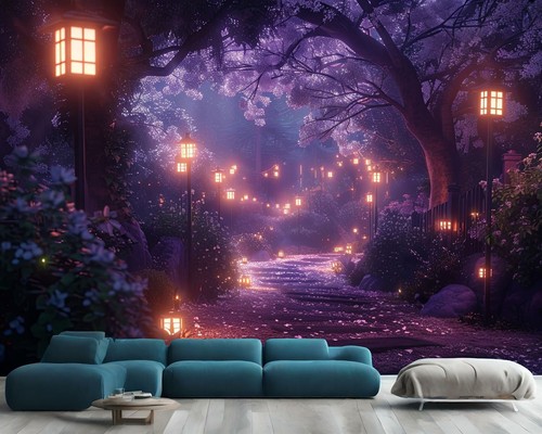 Cherry blossom trees night - blossom, at