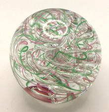 Langham swirl pattern glass paperweight - handblown