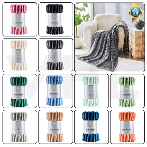 Ribbed throws fluffy fleece - throws,