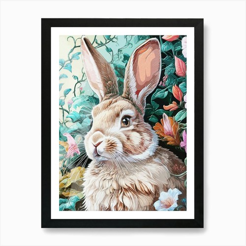 Rabbit floral nature - rabbit,