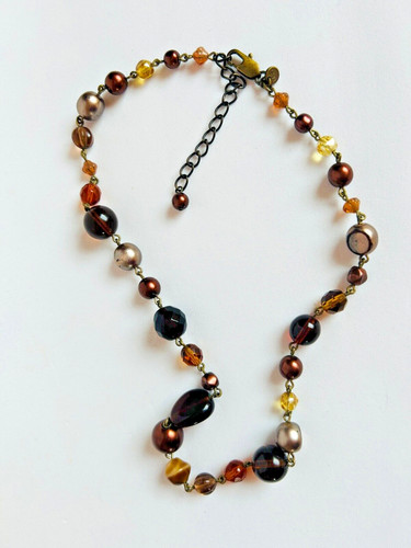 Glass beads brown - brown, amber