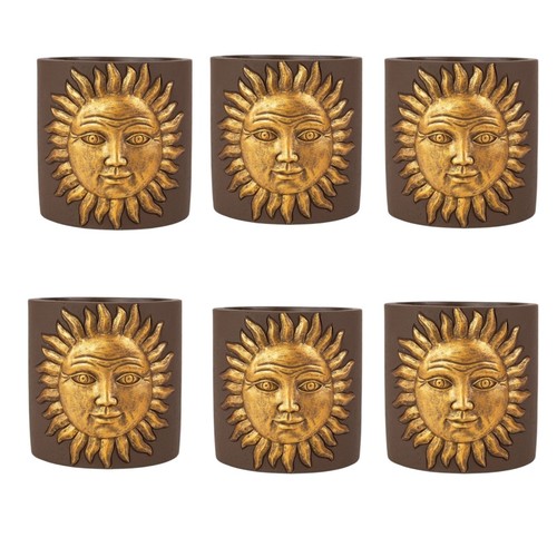Golden sun cement planter with - sun,