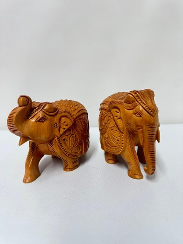 Pair hand carved wooden - pair,