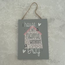 Dog Wooden Plaque New Pet Home Decor Gift Puppy Lover Wood Sign Pink Grey House