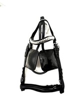 Blinkered Bridle Heavy Draft Horse– Anatomical Headpiece/ Black Patent Leather