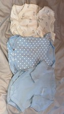 3 Baby Boy Blue N White Elephant Vests 0-3 Months.  Earlydays & Next
