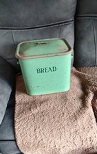 Vintage Bread Bin Green  Metal
