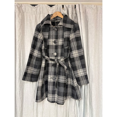 Plaid wool blend - plaid, belted
