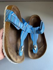 Birkenstock Birki's blue stripe toe post slide sandals uk 4.5 eur 37