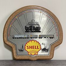 Shell Garage Train Locomotive Wall Sign Plaque Wood & Metal Man Cave Very Rare