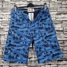 Mens Shorts 32 Waist Tokyo Laundry  Blue Palm trees  Pockets