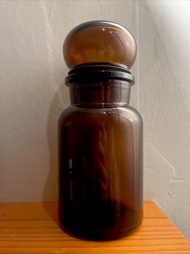 Amber glass apothecary jar - amber,