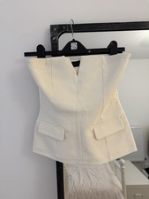 Zara Off White Bustier Corset Boob Tube Top Size S
