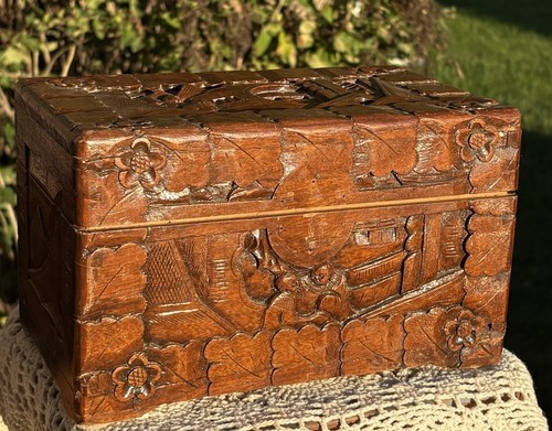 Vintage hand carved camphor - carved,
