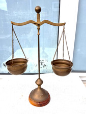 VINTAGE BRASS WEIGHING BALANCE SCALES - "SCALES OF JUSTICE" STYLE