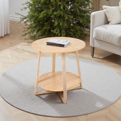 Round rubberwood side table - round,