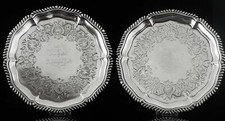 Pair Antique Sterling Silver