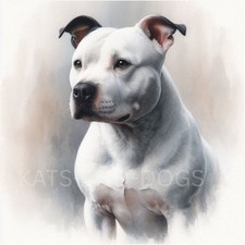 STAFFY STAFFORDSHIRE Bull Terrier Watercolour ART PRINT DOG Love GIFT Christmas 