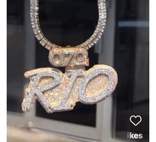 Men's  Custom Made Pendant customized 925 Silver And Moissanite  " cage Back