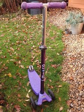 Purple Maxi Micro three wheels scooter brake good working order good grips