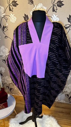 Purple black kaftan dashiki - purple,