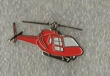 Helicopter pin badge. Red version.  Metal Enamel. Air Ambulance.  Good detail