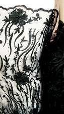 1 YARD  BLACK EMBROIDERED