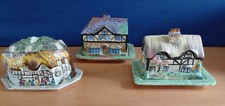 3 Butter Dishes with Cottage Covers