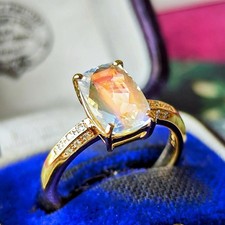 2.04ct Natural Andesine / Labradorite Diamond 18K Gold Ring 【Made in Japan】