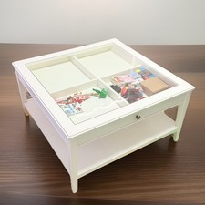 IKEA Liatorp White Coffee Table with Glass Top And Storage Draw