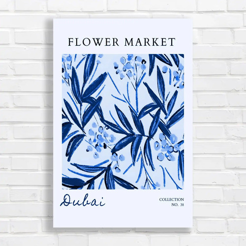 Tropical floral blue - floral, canvas