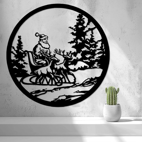 Santa reindeer wall art - &,