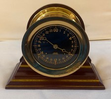 RARE MODEL CHELSEA 4 1/2 INCH DIAL 24 HOUR BRASS SHIPS BELL CLOCK WITH BASE.