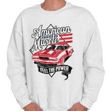 American Muscle Car Feel The Power USA Flag Womens or Mens Crewneck Sweatshirt