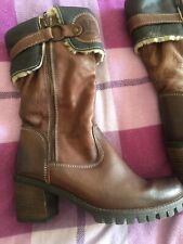 MANAS Leather knee high blk/brn boots size 38 5