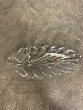 Vintage Glass Leaf Shaped Dish