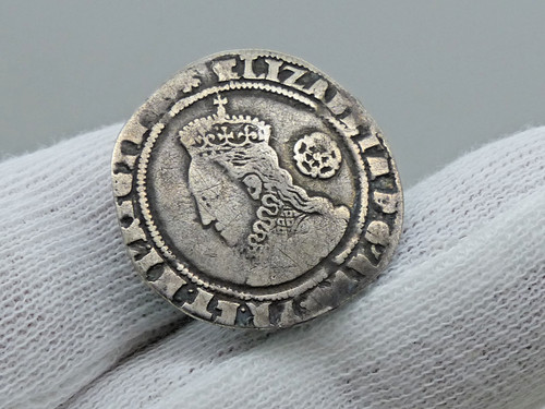 Elizabeth sixpence hammered - i,