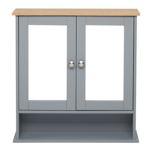 Grey bathroom mirror cabinet - bathroom,