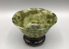 Chinese Spinach Jade Bowl & Stand