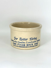VTG Lambrecht Butter Stoneware Crock Blue Advertising 12¢ Deposit NJ Dairy Pot