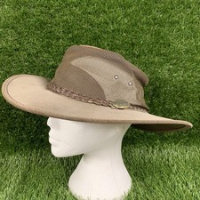 Jacaru Hat Mens Large Brown Australia Leather Summer Breeze Mesh Breathable Sun