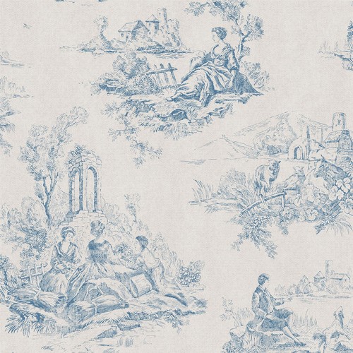 Toile jouy wallpaper blue - toile,